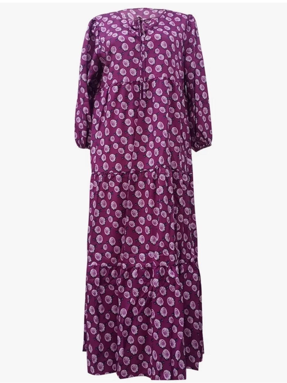 Purple Floral Tiered Maxi Dress